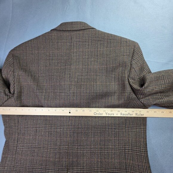 Lauren Ralph Lauren Sport Coat Blazer Mens 40R Brown Tweed Plaid Wool Classic - Picture 12 of 15